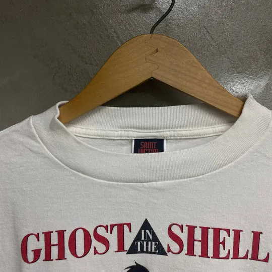 SAINT Mxxxxxx x GHOST IN THE SHELL ' GITS ' SS TEE/WHT Classic Big IP Ghost in the Shell co-branded Suzi Charge/Suzi Character TEE Off-white S-XL Cylindrical side seamless fabric 220g high gram weight OE yarn ⚠️Note: It is almost meaningless if it is not a cylindrical fabric Customized joint main mark/joint wash mark/little angel anti-counterfeiting label Original factory level printing factory Top purchasing agent level